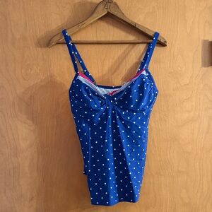 Blue Polka Dot Women's Underwire Tankini Swimsuit Size 8B